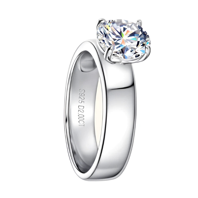 Silver Moissanite Wide Solitaire Ring