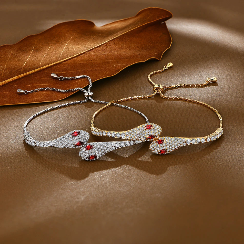 Moissanite Twin Serpent Bracelet