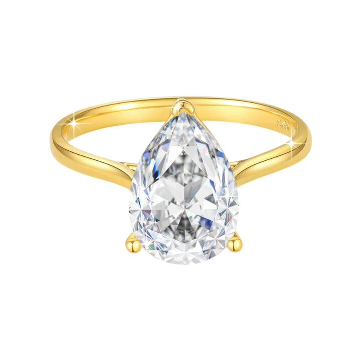 14K Gold Moissanite Pear Engagement Ring