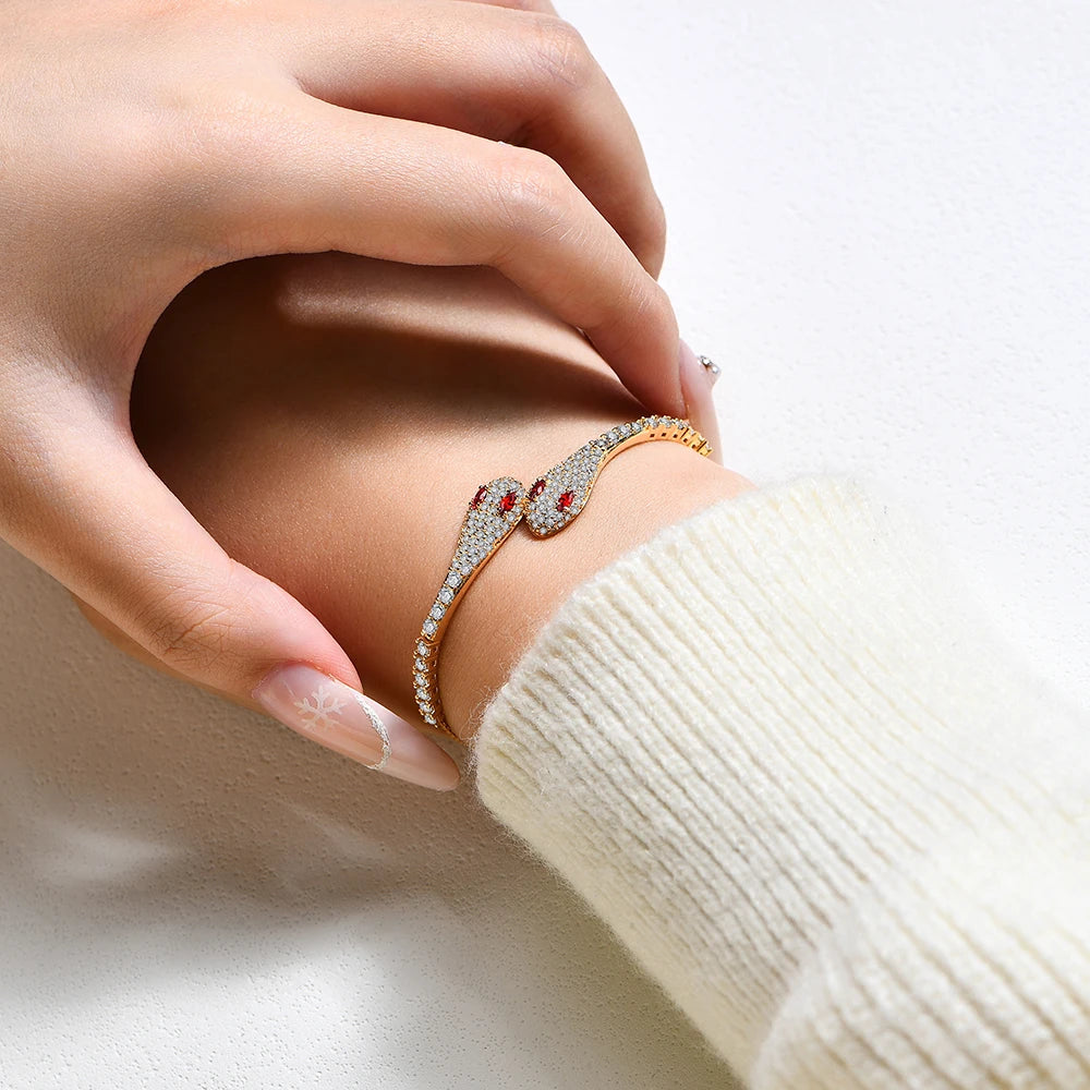 Moissanite Twin Serpent Bracelet