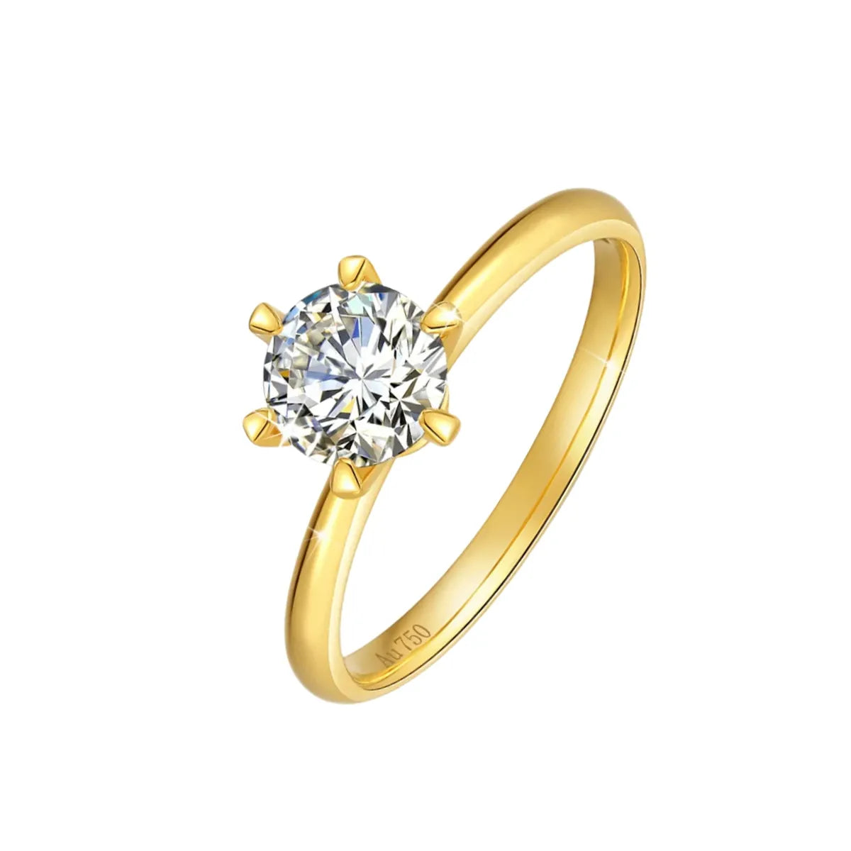 18K Gold Moissanite Engagement Ring