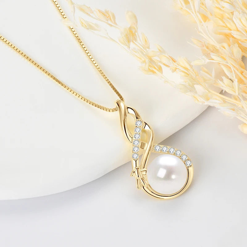 Moissanite White Pearl Infinity Necklace