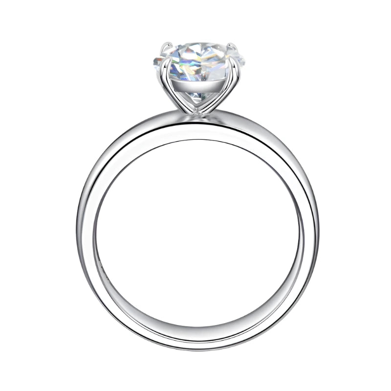Silver Moissanite Wide Solitaire Ring