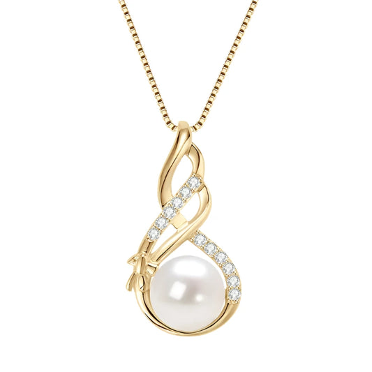 Moissanite White Pearl Infinity Necklace
