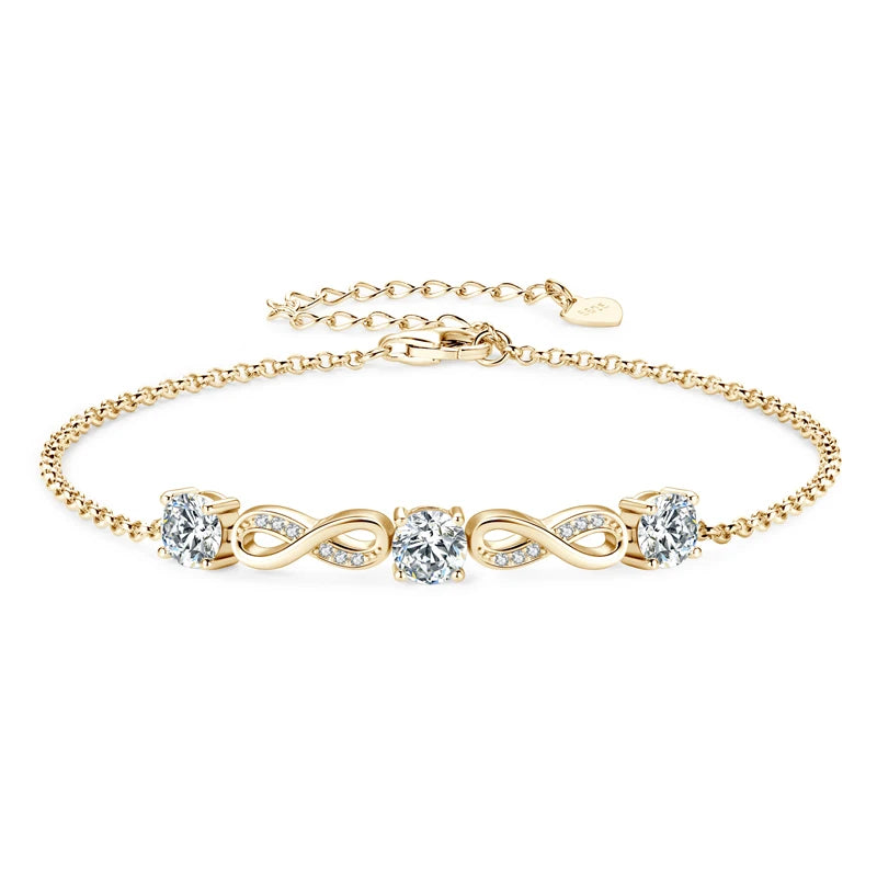 Moissanite Twin Infinity Bracelet