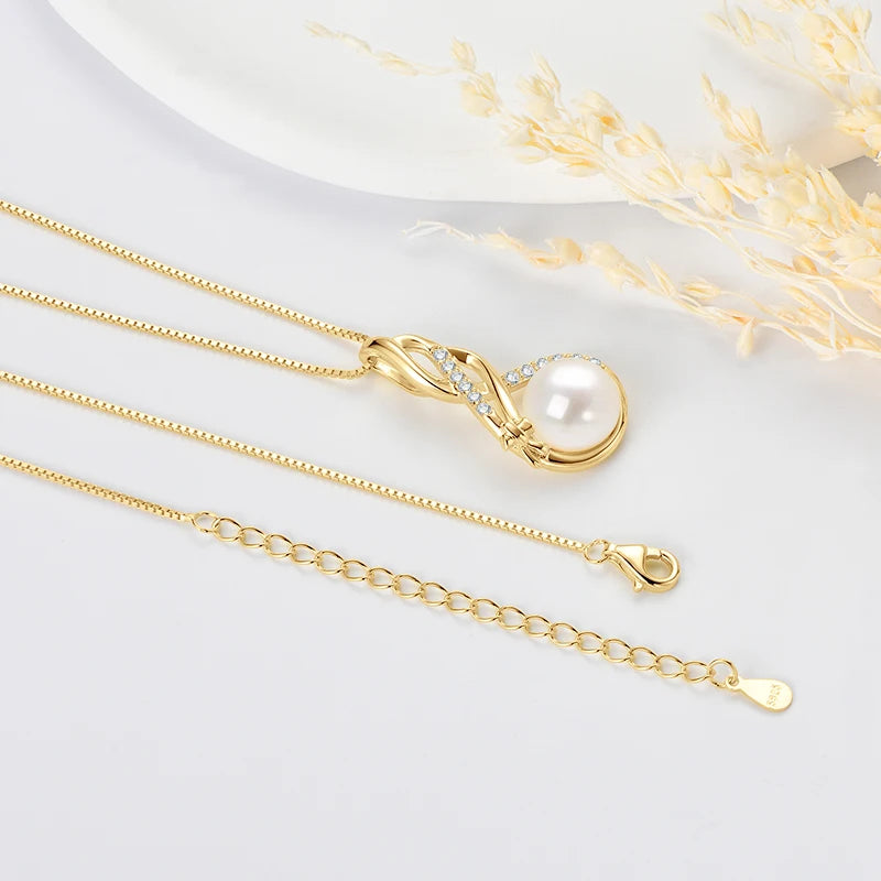 Moissanite White Pearl Infinity Necklace