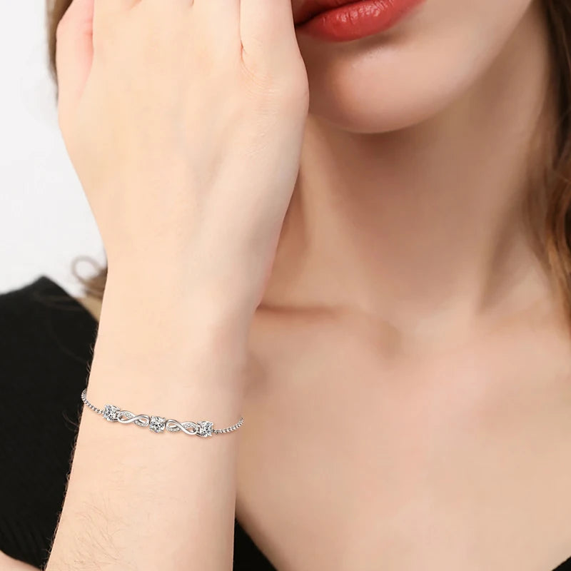 Moissanite Twin Infinity Bracelet